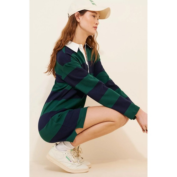 **NOT FOR SALE** Anthropologie Dolan Rugby Striped Polo Dress Navy Small - Picture 6 of 6